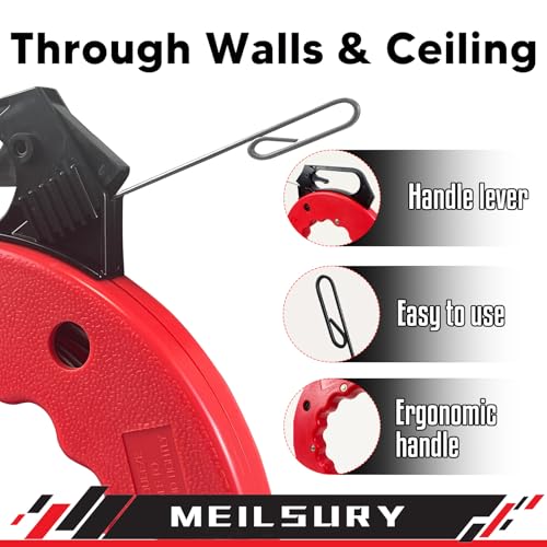 50FT Fish Tape Wire Puller,Easy-to-Use Wire Fishing Tools,1/8 inch width Electrical Fish Tape, Professional Electrician Tools for walls and electrical conduit, Electrical Tools with 20PCS Cable Ties