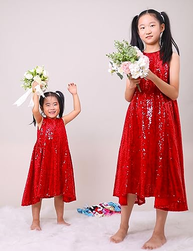 YIYI Flower Girl Dresses Sequin A-line Birthday Party Flutter Prom Princess Dresses Sleeveless with Cute Headband2