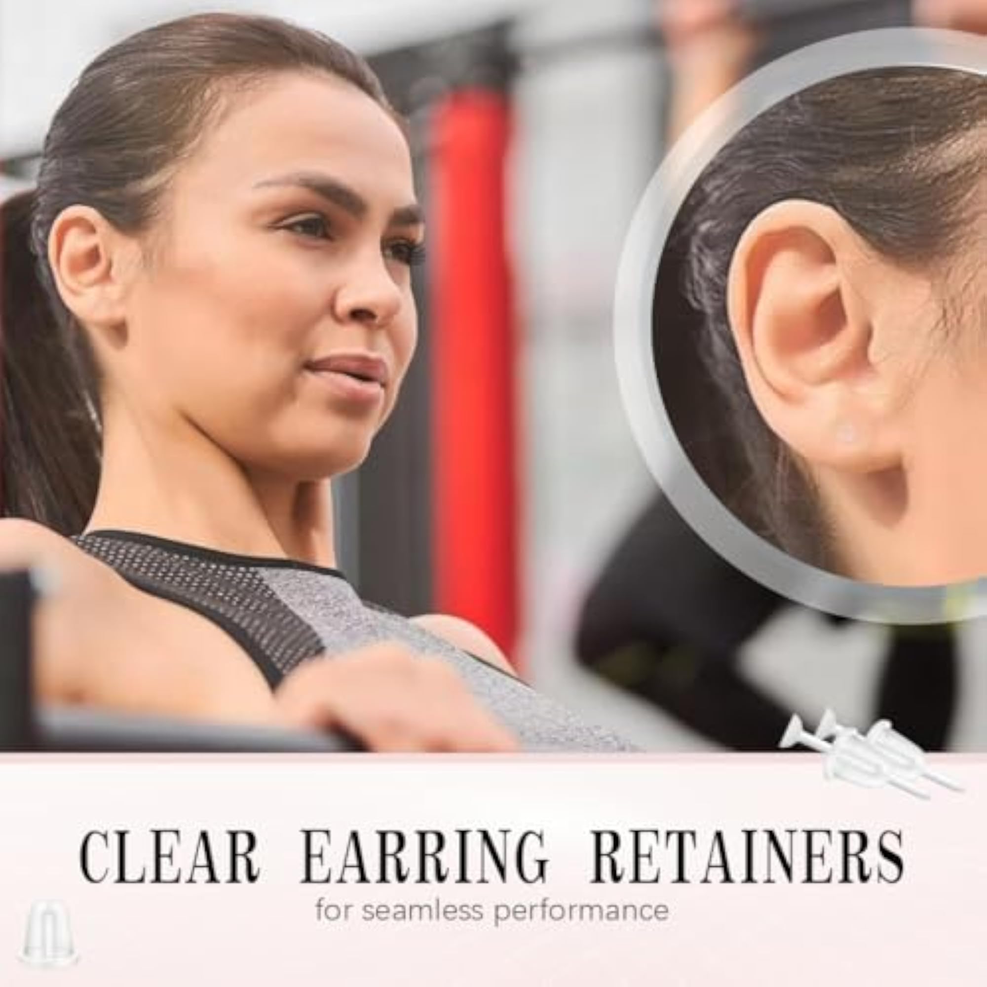 100Pcs Clear Plastic Piercing Retainers with Rubber Back