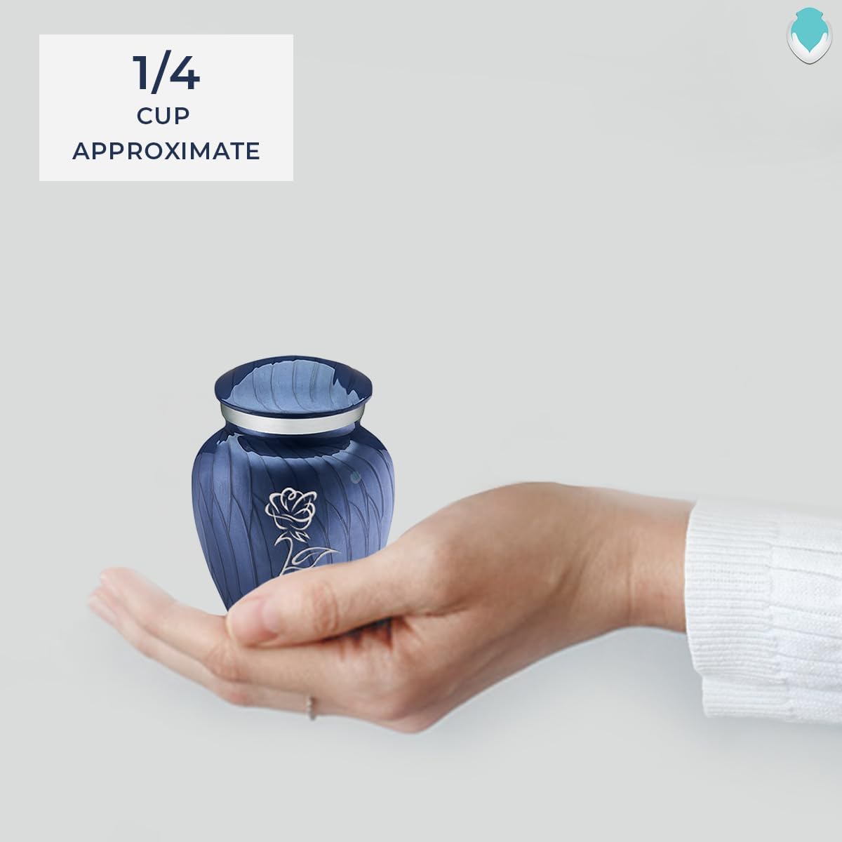 Geturns Embrace Keepsake Rose Cremation Urns for Human Ashes I Pearl Cobalt Blue Funeral Urn for Women and Men I 3.5 lbs