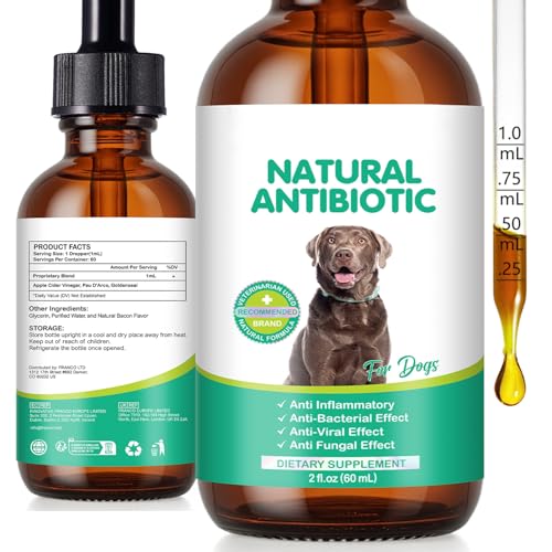 Dog Antibiotics Natural Bacon Flavor Relief from Coughs Allergies and Infections No Vet Required 60ml (1 PCS)