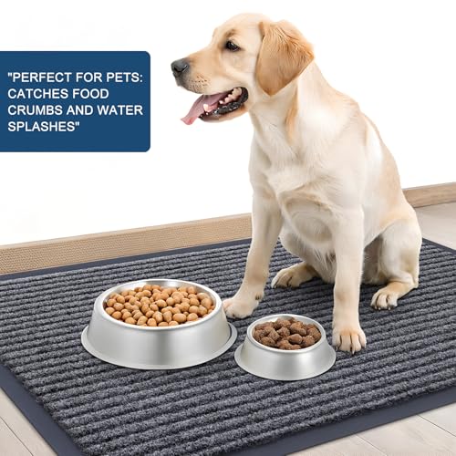 OLANLY 2-Pack Front Door Mats 29.5x17, Waterproof Heavy-Duty Doormats | Grey, Absorbent, Stain and Fade Resistant Non-Slip Backing, Easy-Clean Indoor