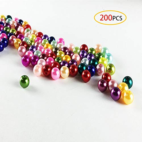 CAILI 200 pcs Mélangées Rondes Multicolores, ABS Colorées, Matériaux de Bricolage à La Main, Convient à La Fabrication de Bijoux, à La Décoration de La Maison et à D'autres Projets D'artisanat, 10 mm.