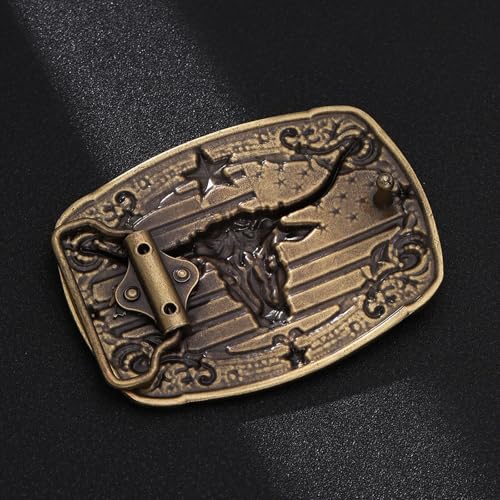 Hlympony Cowboy Belt Buckle For Men Vintage Western Cowgirl Rodeo Longhorn Bull Belt Buckles  thumb #7