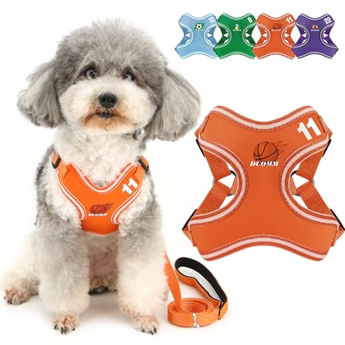 ZUNEA 犬用 ハーネス リード セット 小型犬 抜けない おしゃれ かわいい ハーネス ベスト 調整可能 通気性 メッシュ 胴輪 安全 柔らかい 可愛い ドッグウェア ハーネス 簡単着脱 チワワ 子犬 訓練 散歩用 オレンジ XXS