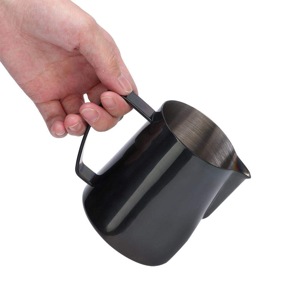 350ml Milk Jug, Stainless Steel Milk Frothing Pitcher Milk Cup for Making Latte Art(Black)