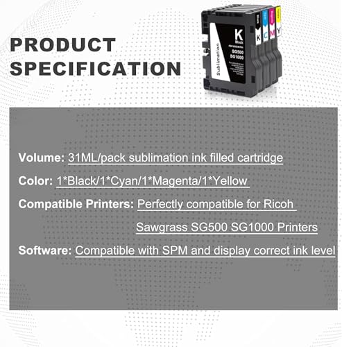 AYMSous Novo cartucho de tinta de sublimação de chip SG500 SG1000 mais recente compatível com impres