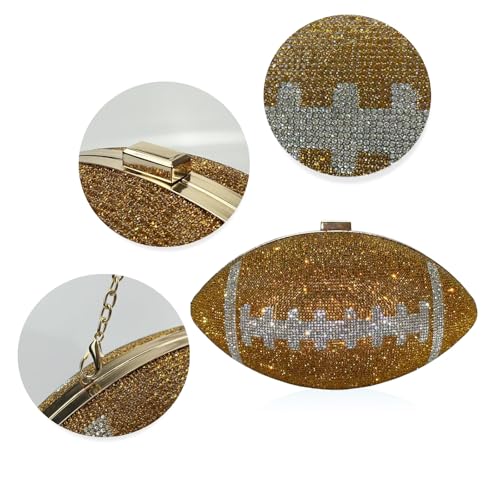 Image of Gripit Bling Rhinestone Football Shaped Rugby Quirky Bag Purse Novlety Chain Purse