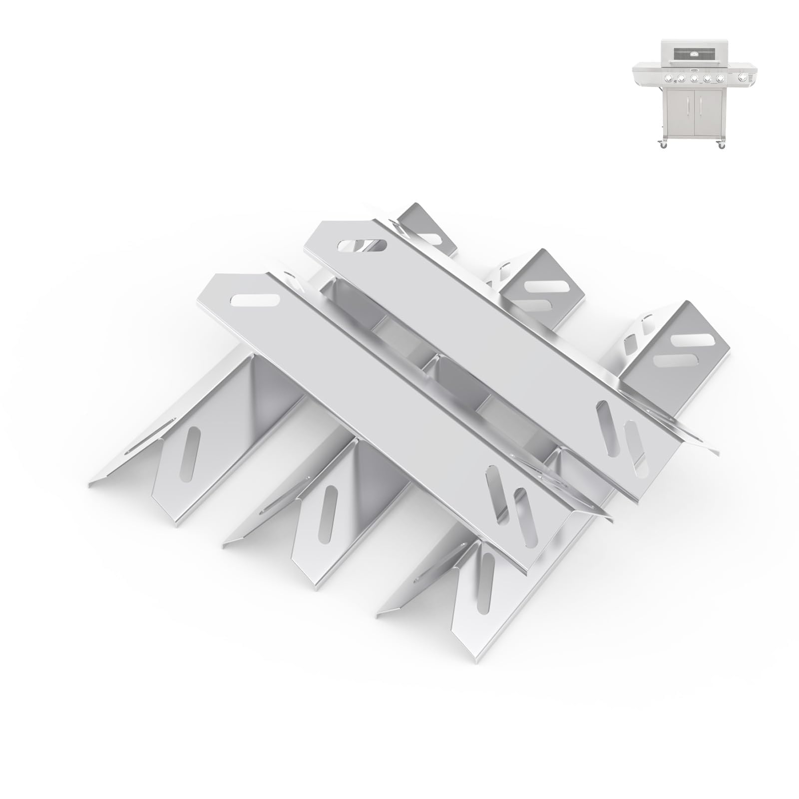 Grill Parts for Cuisinart 5 Burner GAS2556AS GAS9556AS GAS9556ASO GAS9556AF Stainless Steel Heat Plate for Cuisinart Grill Parts Replacement GAS2556AS, 5-Pack