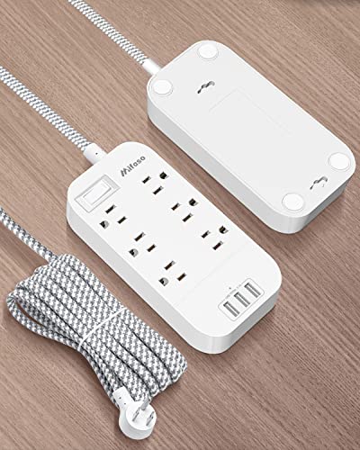 Power Strip - 10 Ft Long Flat Plug Extension Cord, 6 Outlets 3 Usb Ports Outlet Extender With Overload Protection, Wall Mount, Desktop Charging Station For Home, Office And Dorm Essential #TOP6