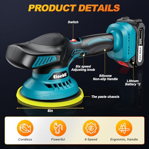 Eioehtl EIOEHTL-MJ001100 Cordless Buffer Polisher - 6 Inch Car Polisher thumb #3