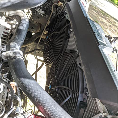 Batoneco 12" Electric Radiator Cooling Fan Thermostat Wiring Switch Relay Kit, 12V Cooling Radiator Fan With 120W 1000 Cfm Slim High Performance Universal (Black) #TOP4