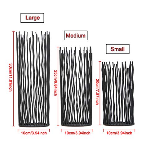 GKanMore Pillar Candle Holder Metal Willow Candle Holder Tray Desk Candle Holder for Home Wedding Party Christmas Festival Decorations (Black, Medium)