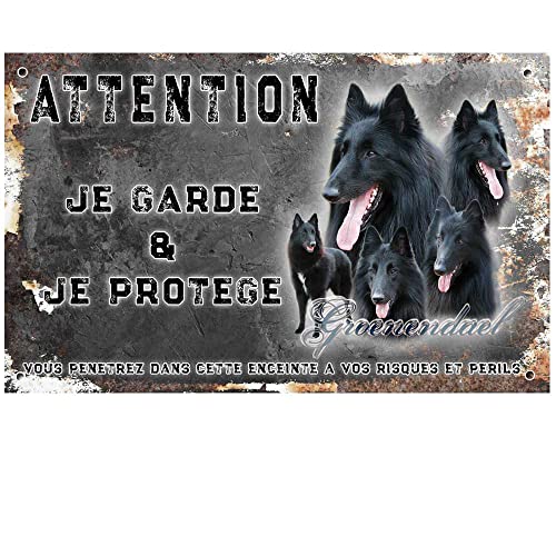 Pancarte attention au chien personnalisée berger belge groenendael - pré perforée et vis données. De 30 cm à 15 cm…