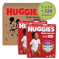 Huggies Little Movers HuggFit 360 Diapers Size 5, 128 Count (2 Packs of 64) — image 2