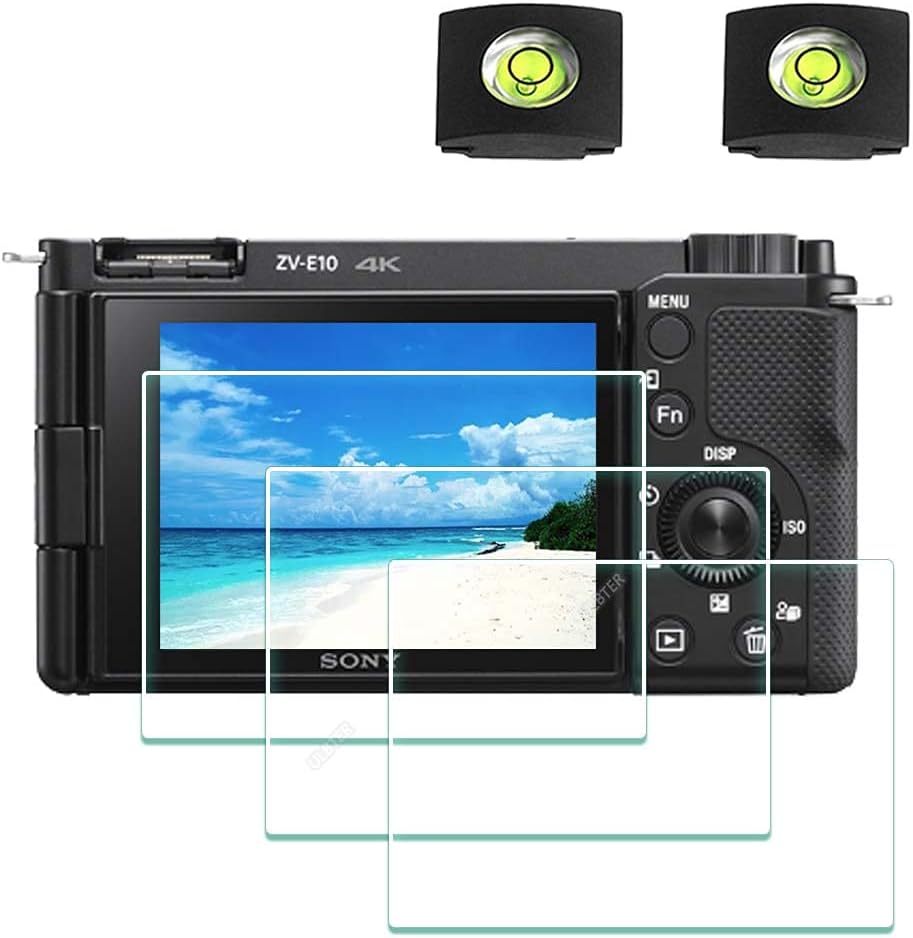 Screen Protector for Sony Alpha ZV-1F ZV-E10 ZV-1 ZV-1 II ZV1 ZVE10 ZV1F Camera & Hot Shoe Cover 0.3mm 9H Hardness Tempered Glass Cover Anti-Scrach Anti-Bubble [3+2 Pack]