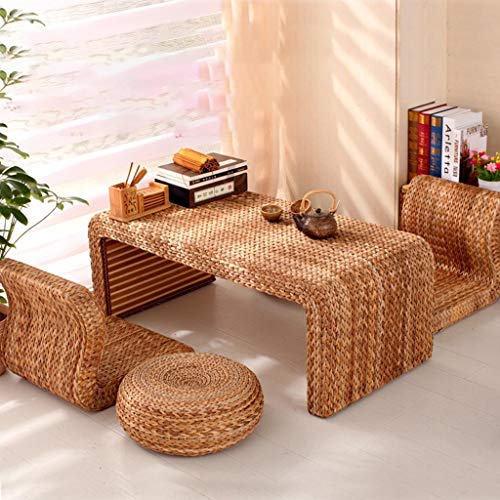 Table basse marron 80x50x38cm rectangulaire pour salon et balcon