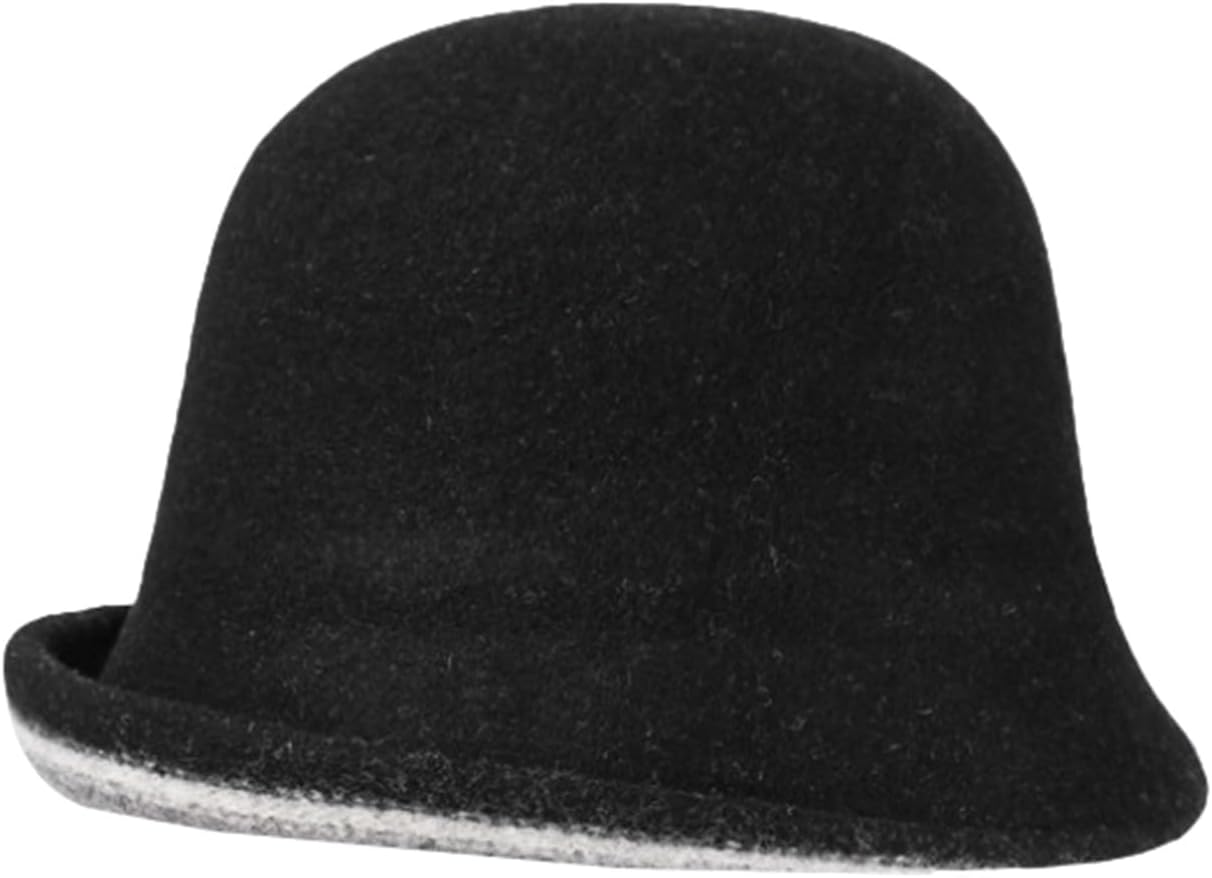 Women Warm Vintage Bucket Hats Fashion Fedora Cloche Cap Classic Felt Bowler Hat Outdoor Fall Winter