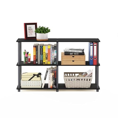 Furinno 99634 Bk/Gy Turn-N-Tube 3-Tier Double Size Storage Display Rack, Black/Grey #TOP5
