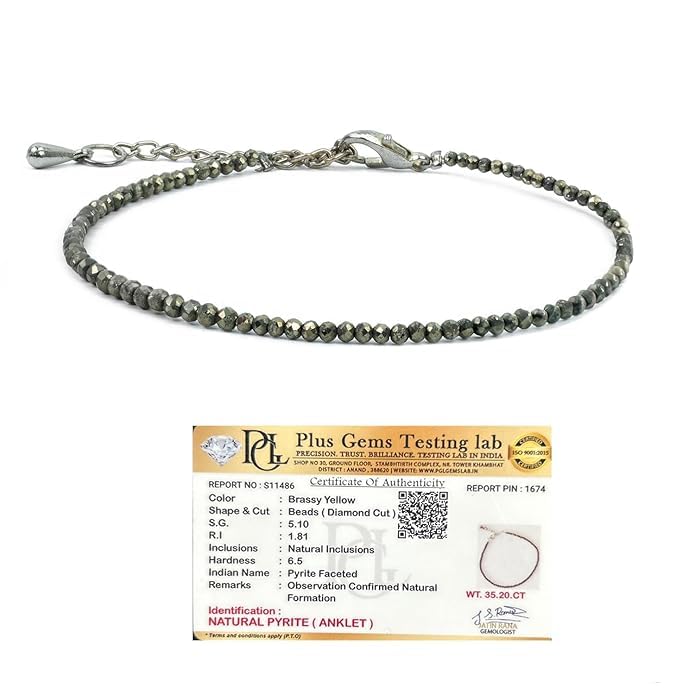Sacred Sutra Astro Raw Pyrite Anklet for Women | Natural Stone Jewellery for Wealth, Luck & Protection | Certified Pyrite Crystal Payal | Spiritual Healing Jewellery Gift for Girls & Women