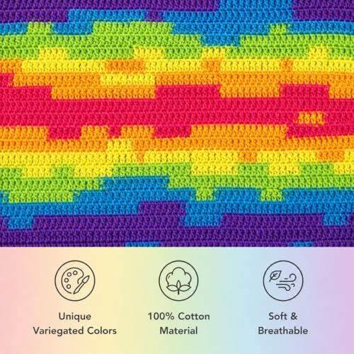 Image of Katech 1OO% Rainbow Cotton Yarn for Crocheting-2 Sport Weight Baby Yarns