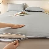 Futon-Matratzenbezug aus Baumwolle, gewaschene Streifen, japanische Tatami-Bodenmatte, Reißverschluss, wendbar, atmungsaktiv, hautfreundlich, für Schlafzimmer, Schlafsaal, Gästezimmer (Grau, 120 x 200