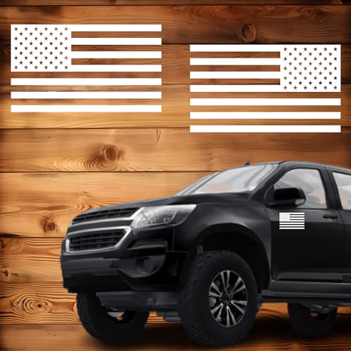 Image of American USA Flag Subdued Vinyl Sticker Decal Die Cut (Pair of 2) Tactical Military Flags Great for Car Truck Window Bumper Laptop Hard Hat Tumblers Helmet (5in x 3in, White)