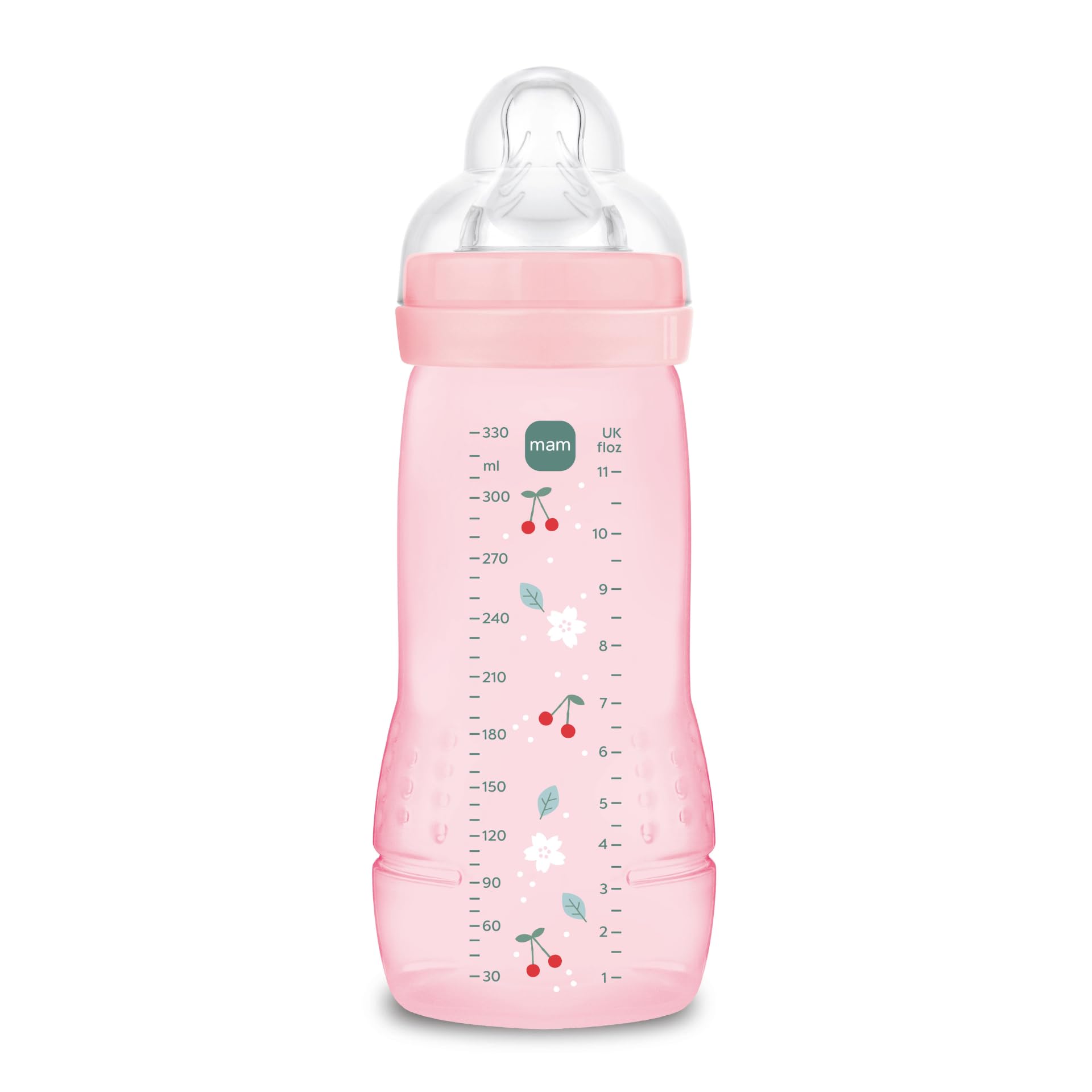 MAM Easy Active 6 mois et plus Couleur Baies (330 ml) – avec tétine en silicone débit X vitesse ultra-rapide – pour bébé avec fermeture hermétique
