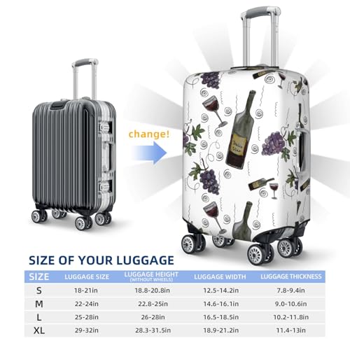 Wine Bottles And Grapes Print Luggage Cover For Suitcase,Washable Elastic Travel Suitcase Protector With Zipper Closure And Bottom Buckle – Fits 18-32" Luggage-Large4