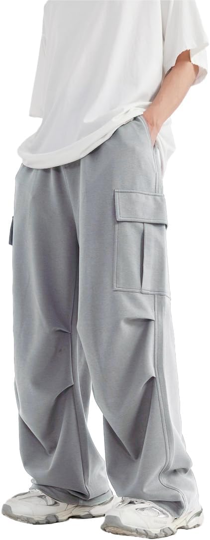 THWEI Mens Cargo Sweatpants Casual Parachute Cargo Pants Loose Fit Joggers with Pockets - Image 3