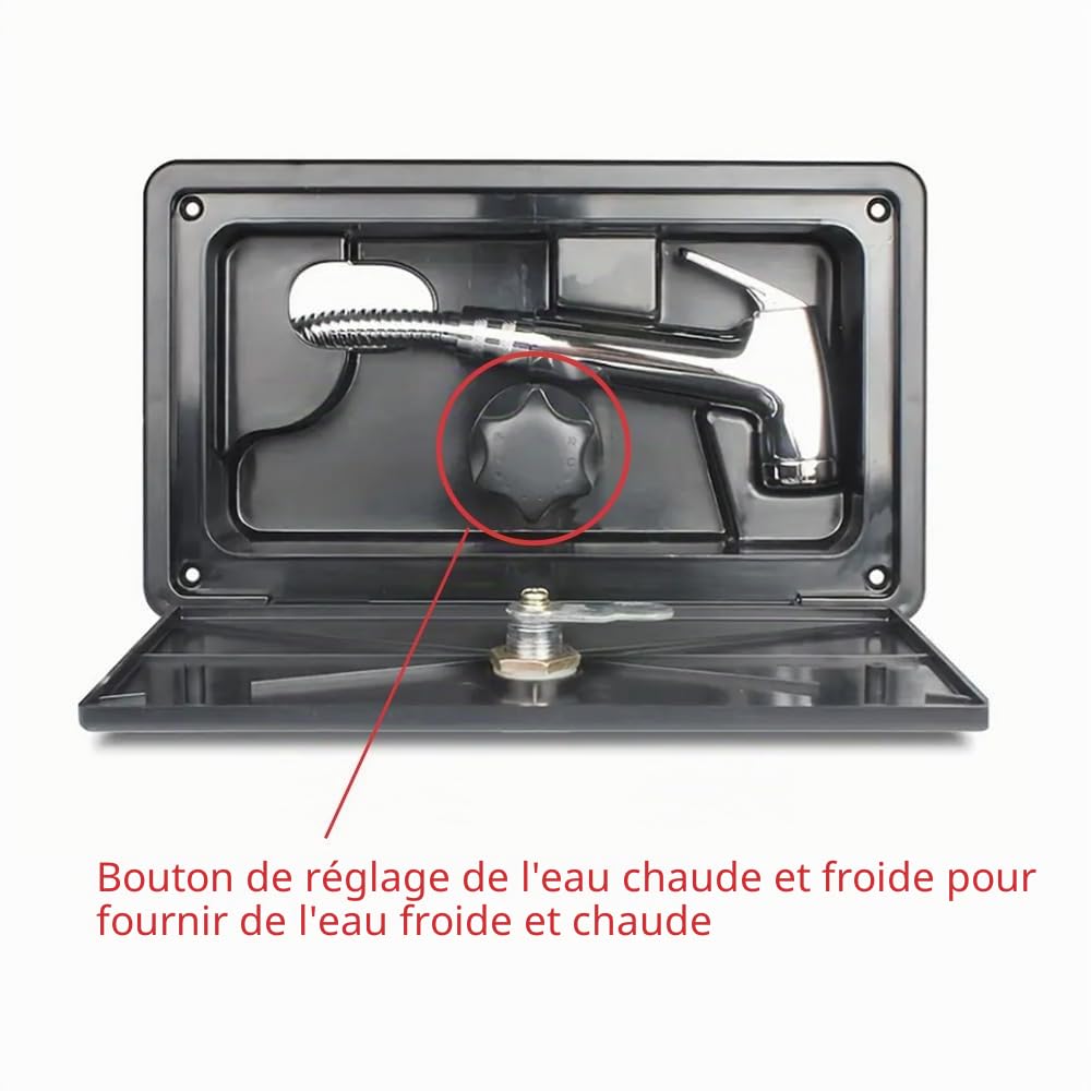 Kit de boîte de douche extérieure pour VR - Boîte de robinet de douche extérieure avec serrure et clé pour VR, autocar, 5ème roue, camping-car, remorque (Noir)