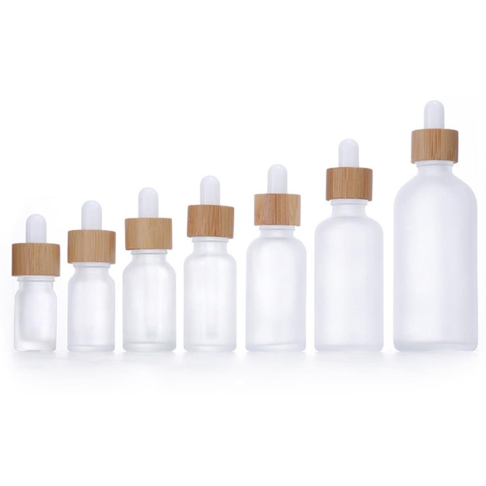 TRRYUIP Mini Pipette Dropper Bottle Frosted Dropper Glass Aromatherapy Liquid Bottles For Essential Massage Oil Pipette Refill Wood Lid(Frosted Clear,Black top head,1x 10ml)