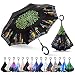 ZOMAKE Double Layer Inverted Umbrella Cars Reverse Umbrella, UV Protection Windproof Large Straight Umbrella for Car Rain Outdoor with C-Shaped Handle(Traveler)