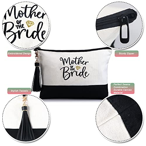 Image of BeeGreen Mother of The Bride Bridal Shower Gift for Women with Zipper Pocket Embroidery Monogram Wedding Tote Bag for Bride Bachelorette Gifts Engagement Gifts
