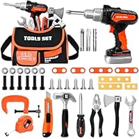 Toddler Tool Set with Portable Bag, Kids Tool Sets with Electric Drill Toy, Boy Toys Age 4, Construction Toys Tool Sets for Kid, Kids Tool Kit, Pretend Play Toys for 3 Year Old Boys Gift