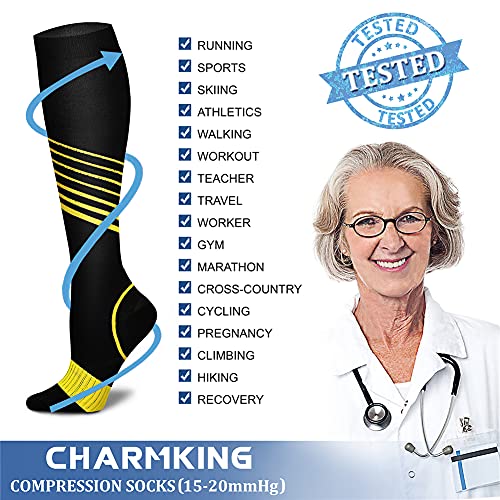 Image of Compression Socks (7 Pairs), 15-20 mmhg is BEST Graduated Athletic & Medical for Men & Women, Running, Flight, Travel, Nurses, Pregnant - Boost Performance, Blood Circulation