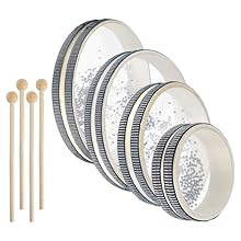 Package Includes--You will get 4 pcs ocean drums and 4 pcs drumsticks, the ocean drums are double sided, the quantity can meet your replacement and use needs Size Details--There are 4 sizes of ocean drum, they are 104x33mm, 154x34mm, 203x33.5mm, 254x...