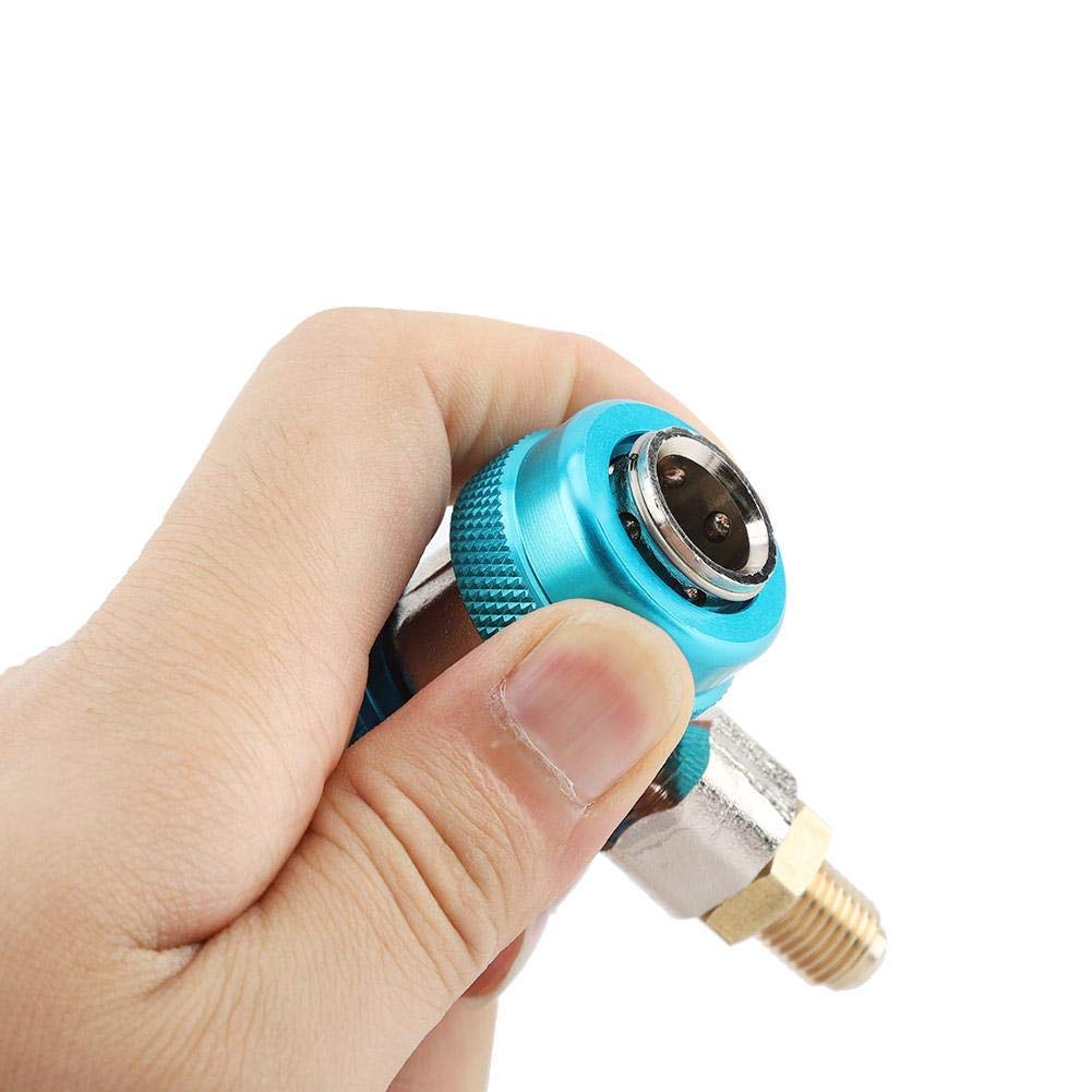 Attacco rapido, adattatore accoppiatore aria condizionata R134 connettore rapido aria condizionata basso / alto + nucleo valvola estrattore(Attacco rapido lato basso: blu)