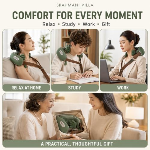 Image of Bionic Heated Wireless Portable Shiatsu Neck and Back Massager, Electric Deep Tissue 4D Kneading Massage Simulated Human Hand Design for Pain Relief and Muscle Relax Massager (Green)