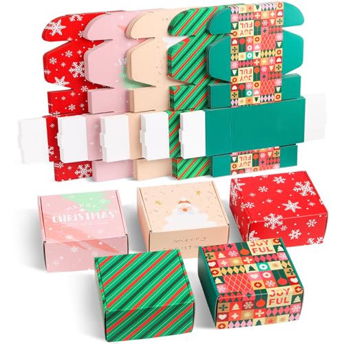 Image of 25 Pack 4x4x2 inch Small Christmas Gift Box with Lid, Recyclable Corrugated Cardboard Shipping Boxes for Small Business,for Gift Packaging,Specially designed Box. (4 inchx4 inchx2 inch, Pattern)