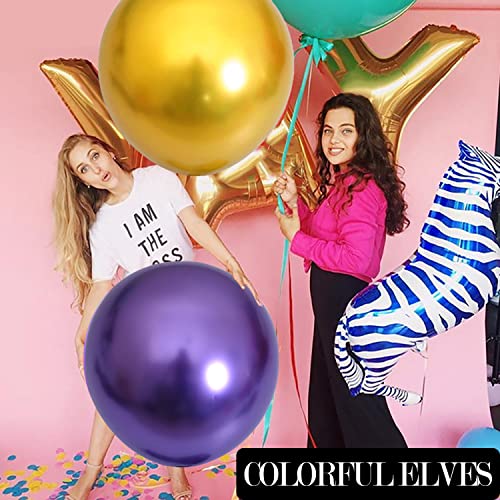 Image of Large Metallic Gold Balloons 36 Inches 4 Pack Giant Jumbo Big Round Chrome Balloon for Wedding Party Decorations
