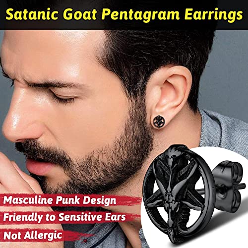 Black Satanic Earrings Gothic Punk Stud Earrings Stainless Steel Satanic Jewelry Accessories #TOP1
