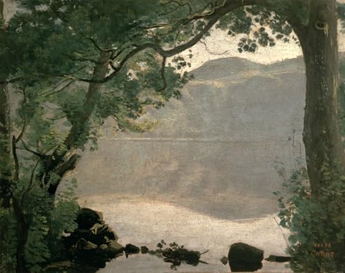 Cuadro en Lienzo Lago di Nemi de Corot Impresión para Oficina 60x90cm