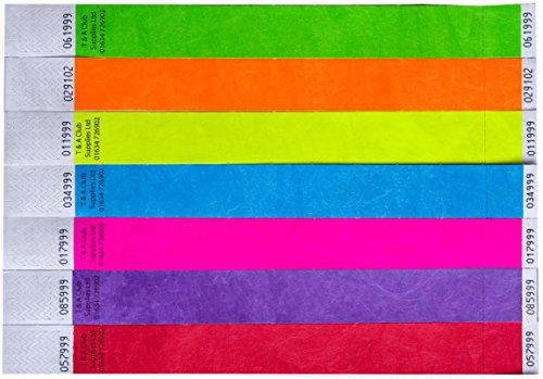 Tyvek Lot de 100 bracelets de sécurité de 2,5 cm pour événements - rose fluo Cover