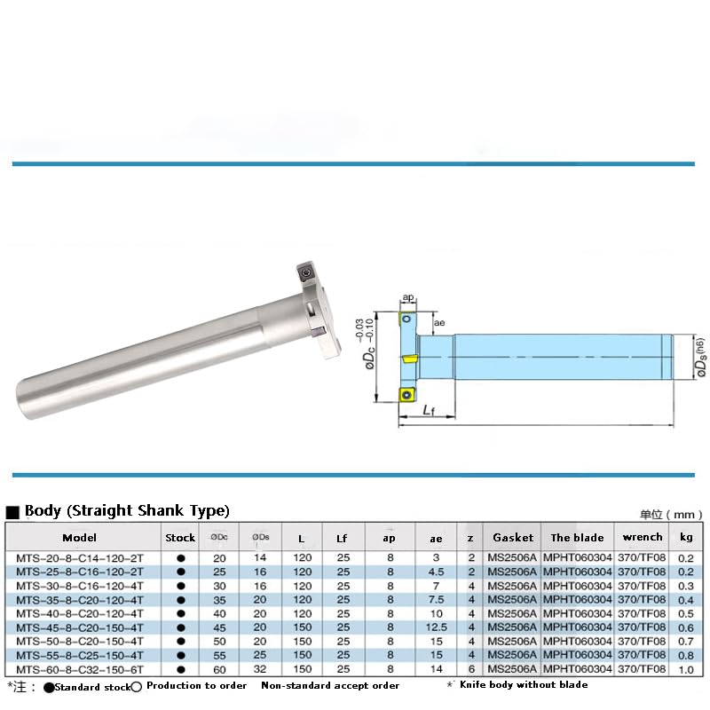 1pc MTS H06 H08 T-Slot Milling Cutter Holder CNC Grooving Tool 6mm 8mm Thickness Three Sides End Mill Shank Inserts MPHT(60-8-C32-150-6T)