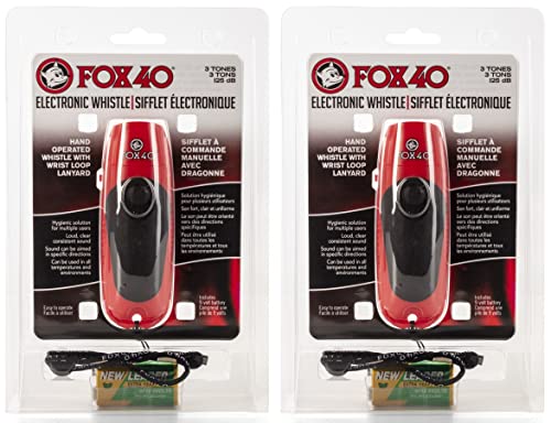 Fox 40 Tide Rider 3-Tone Electronic Whistle 125 Db w/Lanyard & Battery (2-Pack)