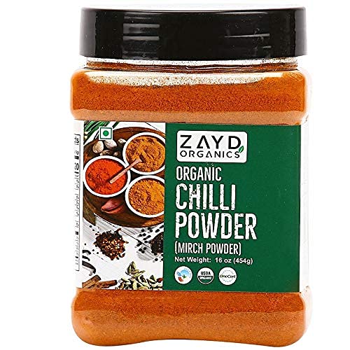 Zayd Organics Red Chili Powder, Hot Chili Ground, Mirchi, USDA Organic, 16oz (454g)