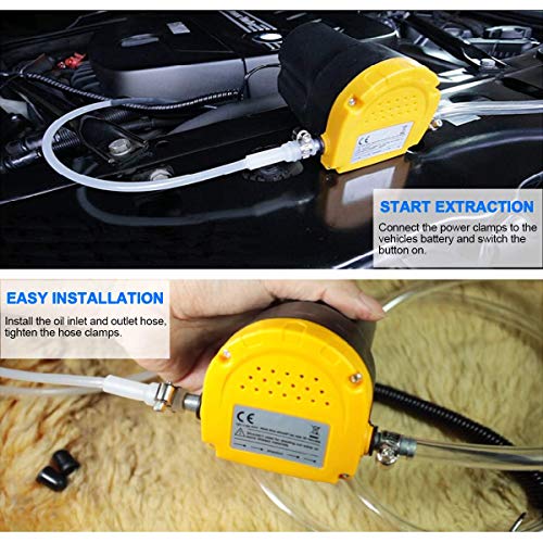 Oil Change Pump Extractor for Boat,Tubes,Truck, RV,ATV, Riding Mowe,12V 60W Marine Oil Change Pump and Electric Oil Pump with 2 Durable Anti-corrosion Rubber Hoses,4 Hose hoops Included to Secure Hose