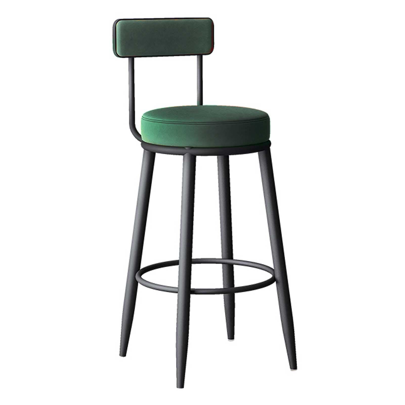 Tabouret de bar de cuisine en cuir gris haut de gamme avec dossier 65cm