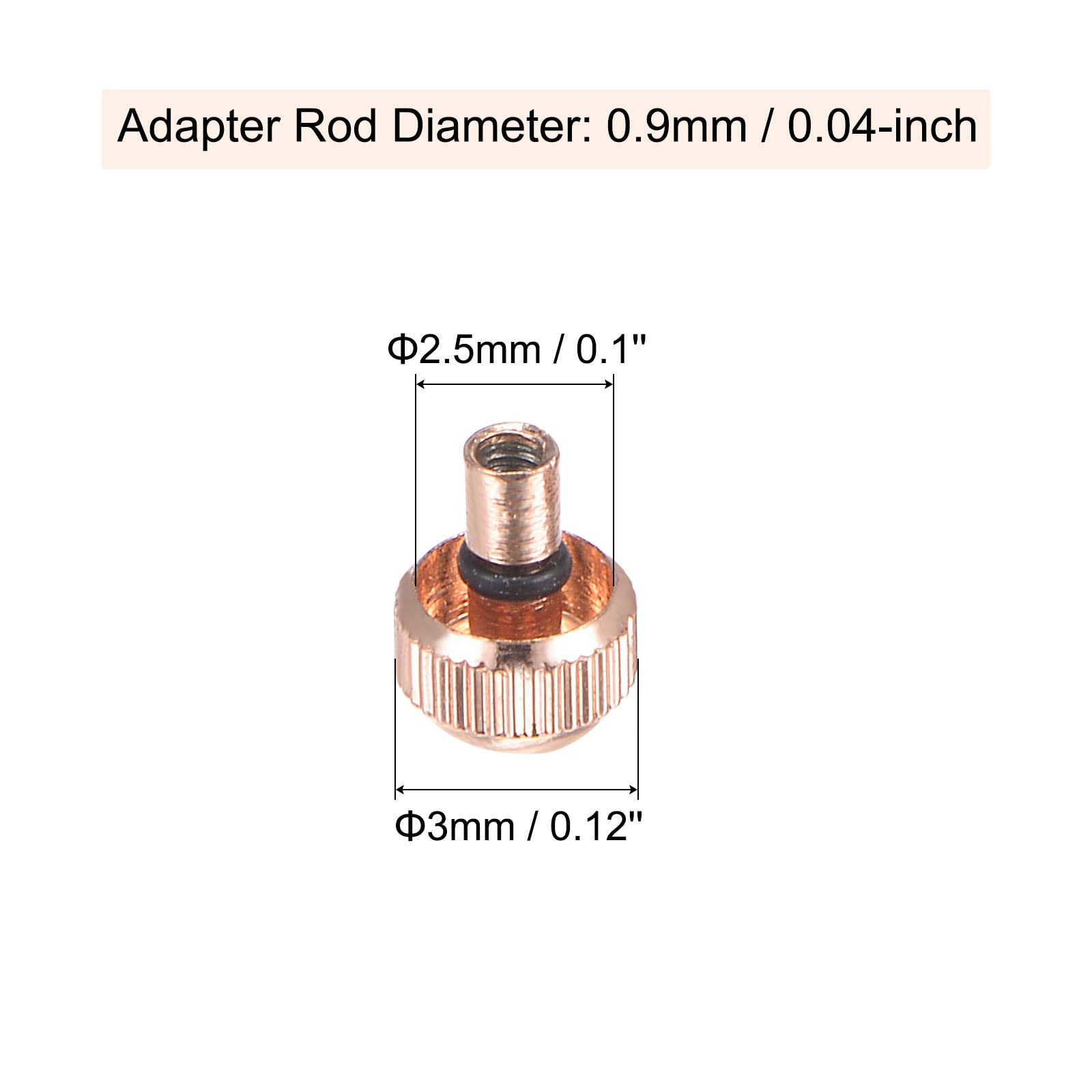 uxcell 2Pcs 3mm Watch Crown Parts, Stainless Steel Flat Head Long Stem Watch Crown 2.5mm ID for Watch Repairs Rose Gold Tone
